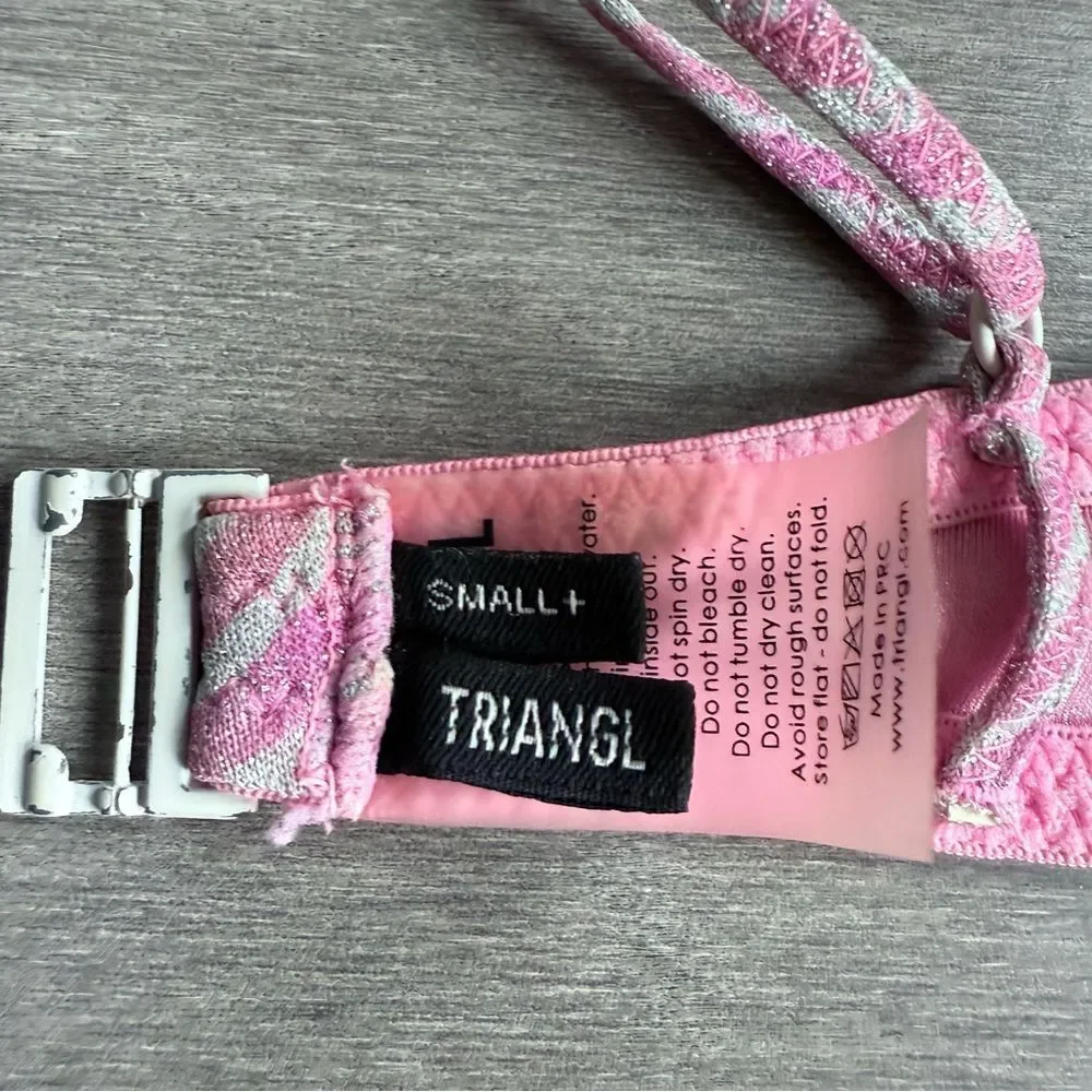TRIANGL Rhian Mirage Bikini Set Pink Chevron Sparkle | Top S Bottom XS Beach
